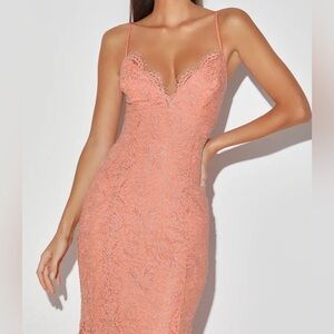 Lulu's Coral Lace Dress